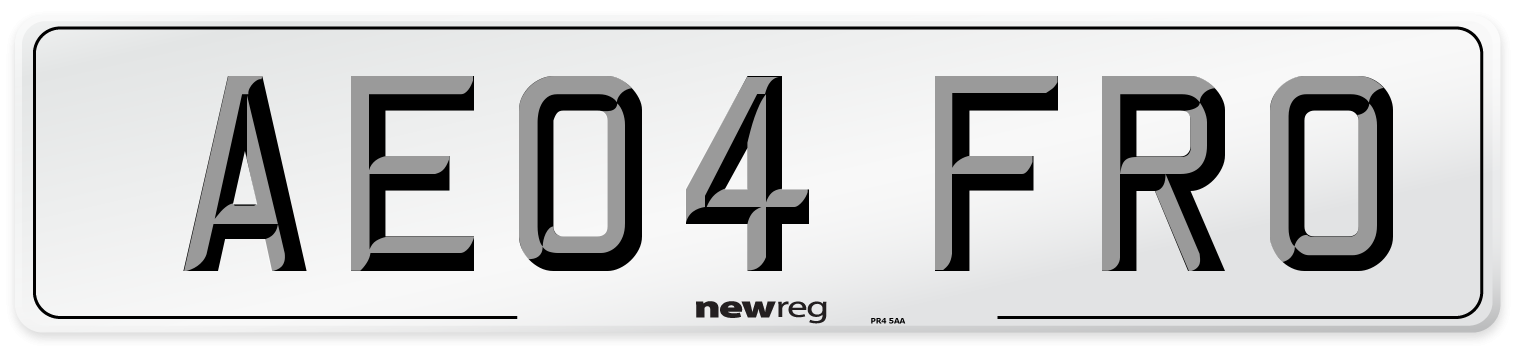 AE04 FRO Number Plate from New Reg